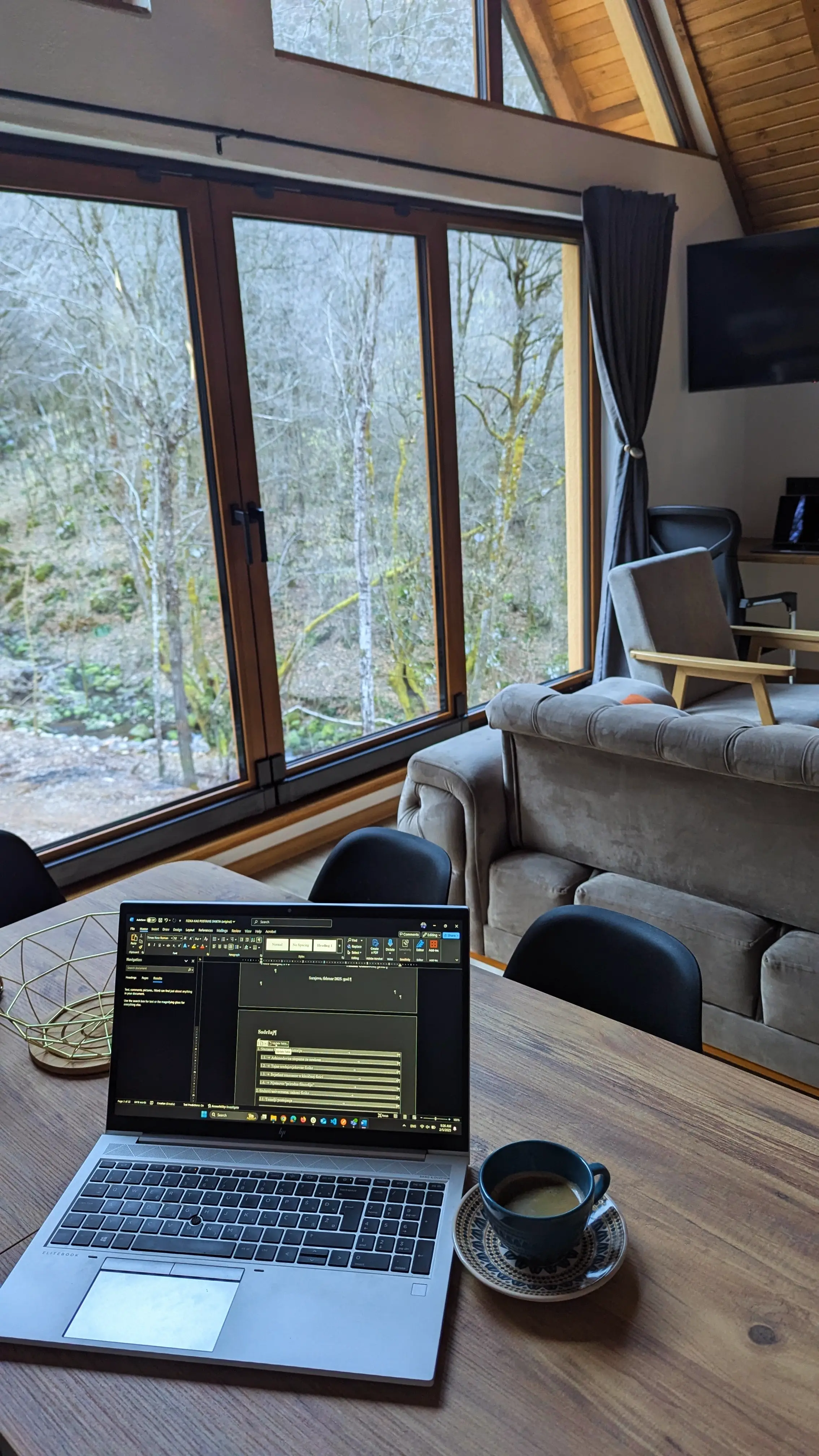 Work area with laptop setup