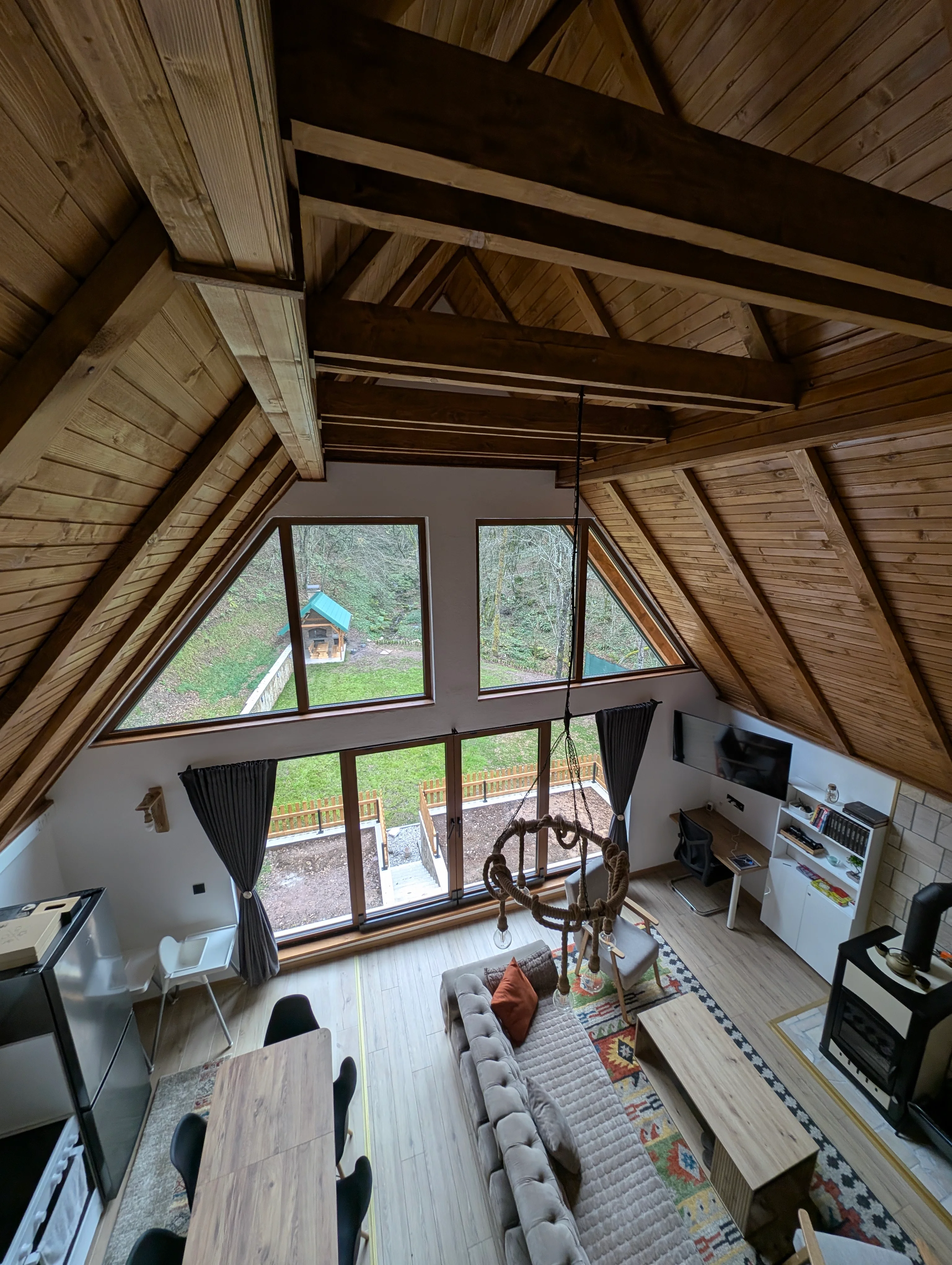 Dramatic overhead view of living space